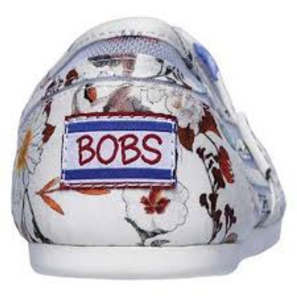 Skechers BOBS Kids Floral Sneakers - White and Brown